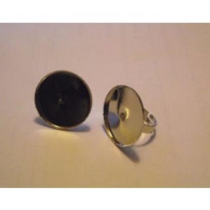Lot de 2 bague réglable métal argenté plateau 2,5 cm