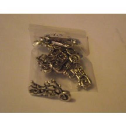 Lot de 10 pendentif moto de 2.5 cm de long-de 1 cm de haut-argent