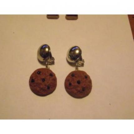 Boucle d oreille a clip cookies choco-pépite