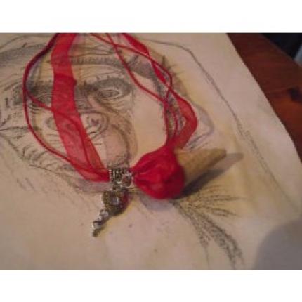 Collier organza rouge glace italienne rouge de 4cm + cadenas coeur-clé