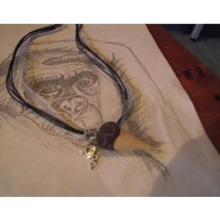 Collier organza noir-blanc glace italienne chocolat foncer de 4cm + cadenas coeur-clé