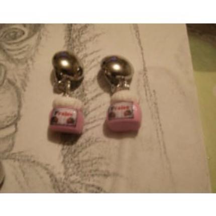 Boucle d oreille a clip pot de confiture fraise