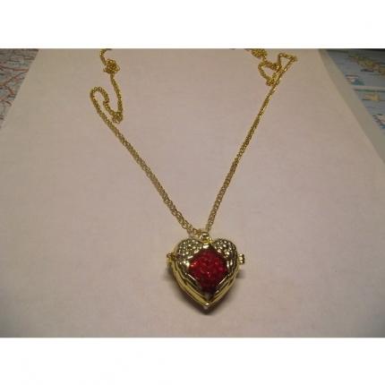 Collier 47 .5 cm-coeur-bola de Grossesse-perle  Pâte Polymère Rond à Strass Rouge