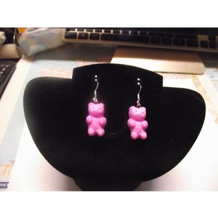 Boucle d oreille ours rose