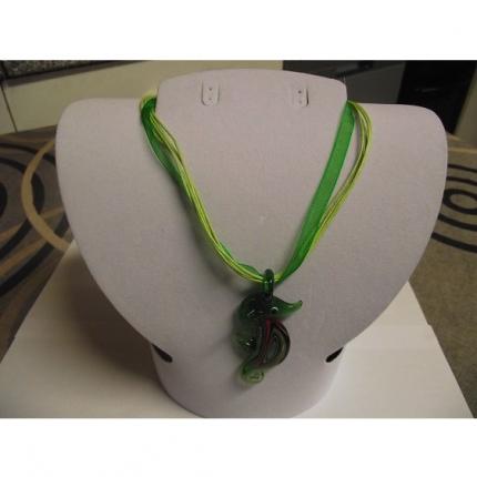 Collier-Murano-hippocampe vert