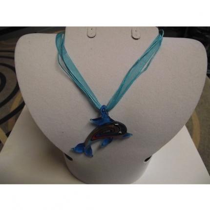 Collier -Murano-gros dauphin-bleu ciel