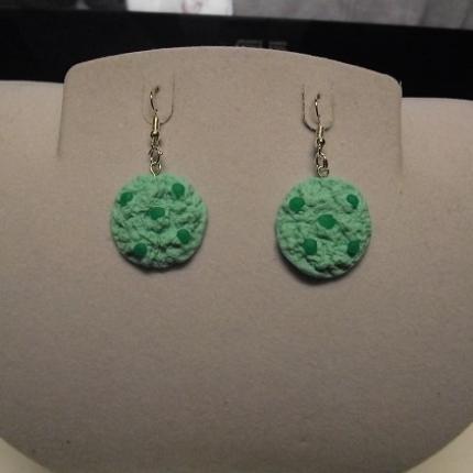 Boucle d oreille cookies-vert clair-point vert foncer