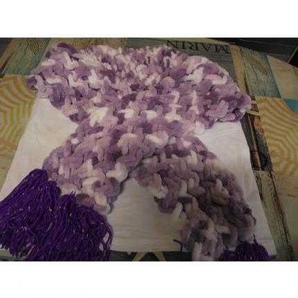 Écharpe en laine-laine spécial-violet-blanc